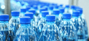product line of bottles in a factory