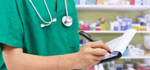 photo of healthcare professional filling out paperwork on clipboard for prescription for product safety article