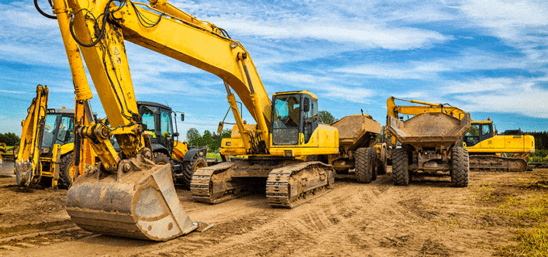 photo of construction machines at a construction site for streamlining admin services case study