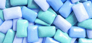 a supply of chewing gum pieces