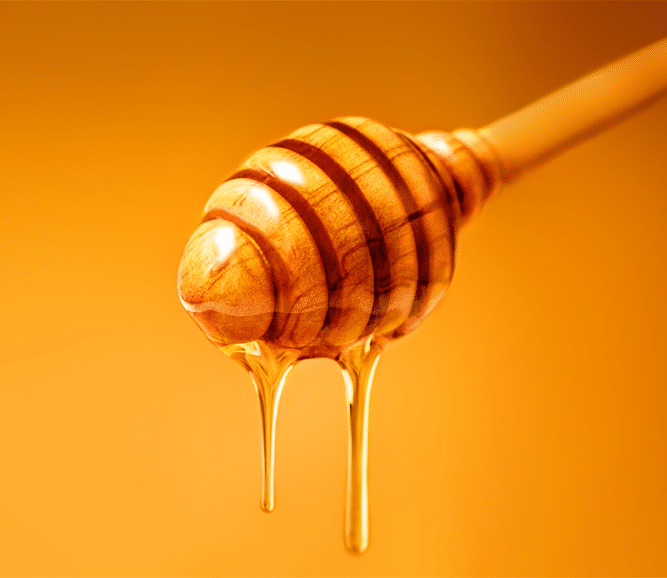 image of honey on wooden dipper